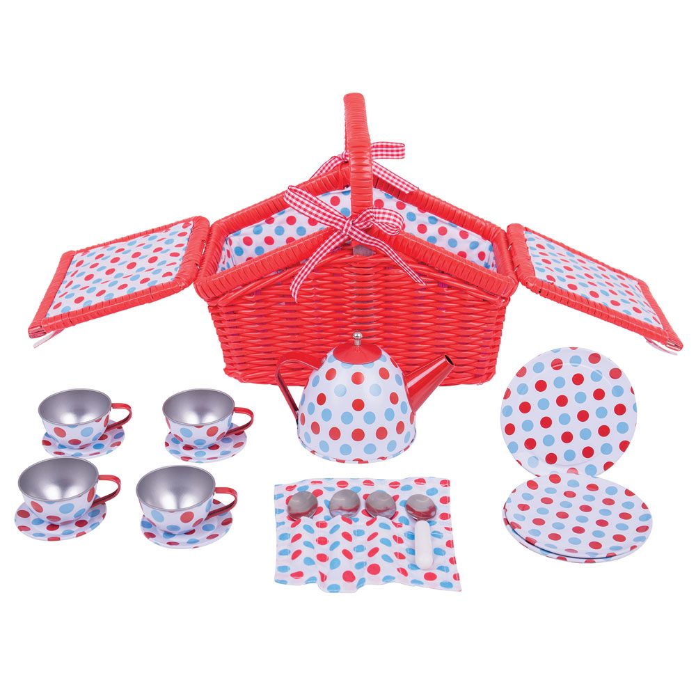 Spotted Basket Tea Set By Bigjigs Toys Us