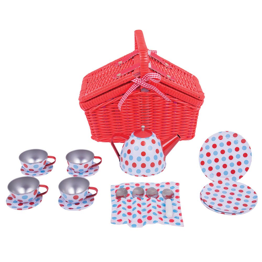 Spotted Basket Tea Set By Bigjigs Toys Us