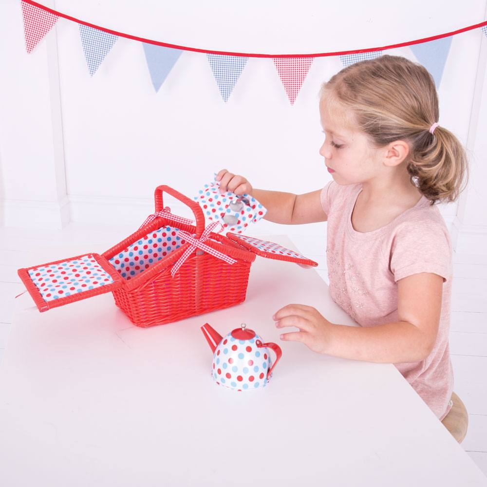 Spotted Basket Tea Set By Bigjigs Toys Us