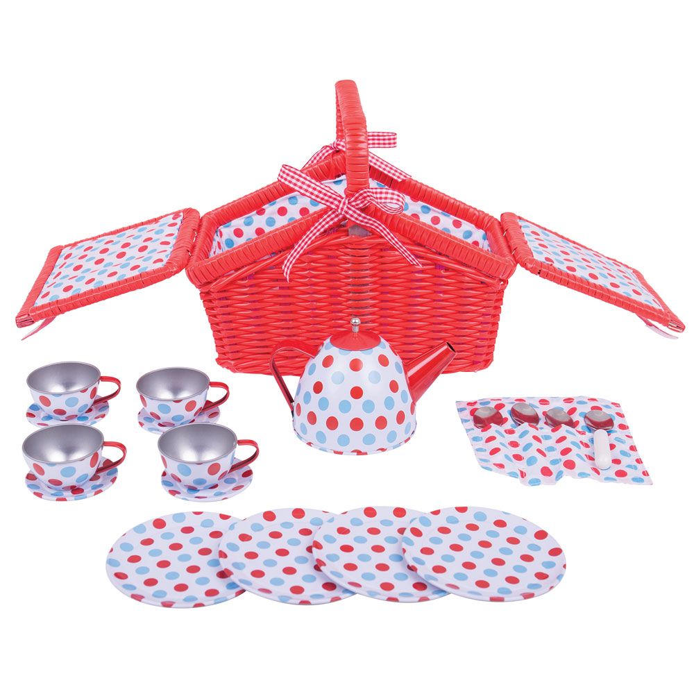 Spotted Basket Tea Set By Bigjigs Toys Us