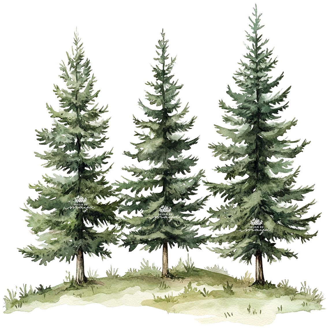 Woodland Animals And Pine Trees - Fabric Nursery Wall Art Decals