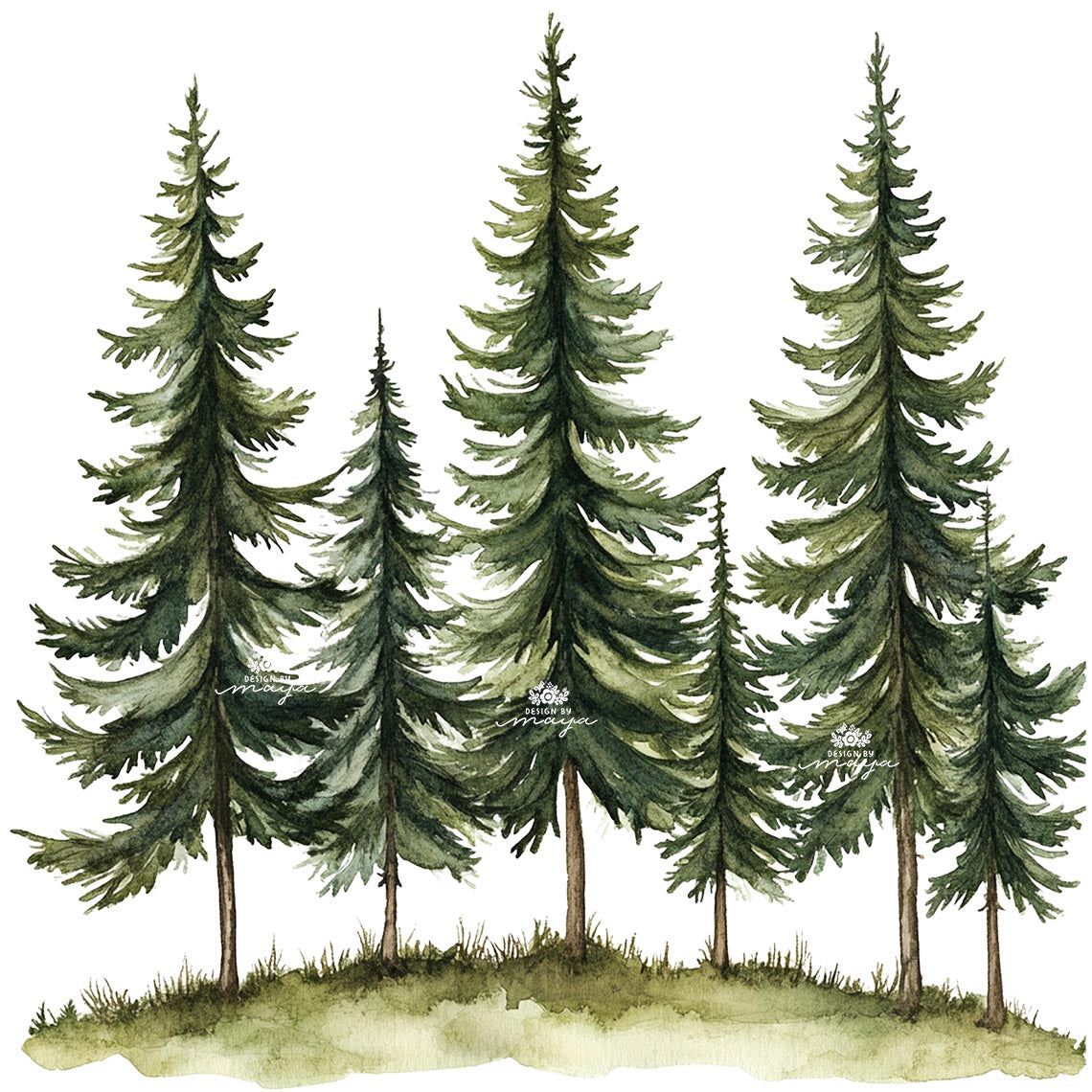 Woodland Animals And Pine Trees - Fabric Nursery Wall Art Decals