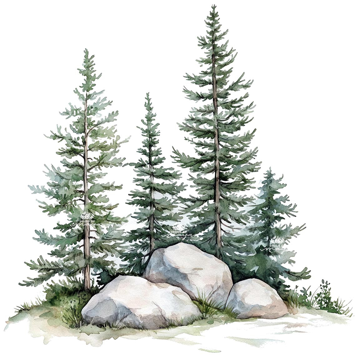 Woodland Animals And Pine Trees - Fabric Nursery Wall Art Decals