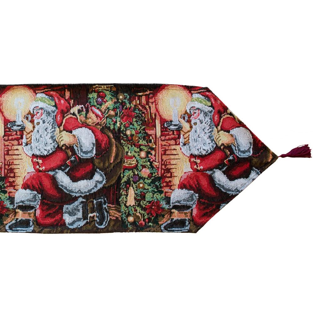 Santa Red Christmas Tablecloth Holiday Runner 85 Inches