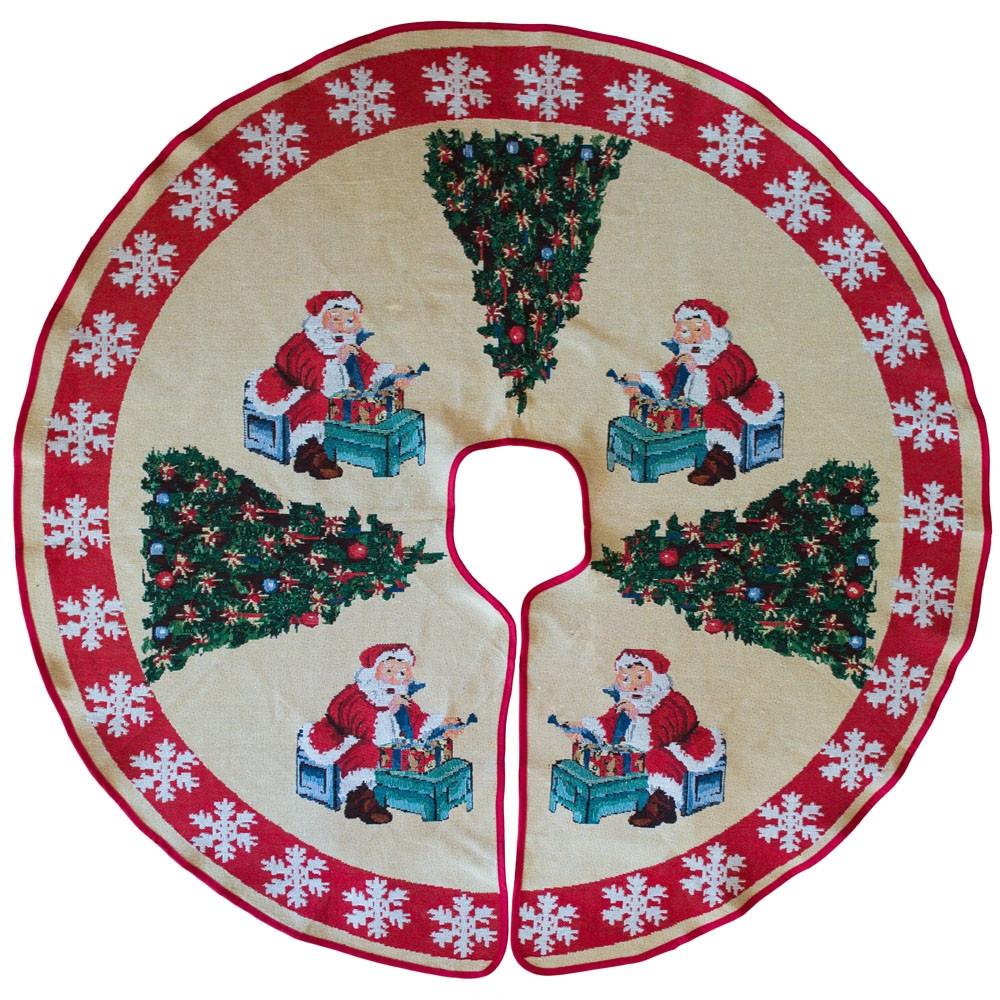 Santa Reading The Gift List By Christmas Tree Skirt 50 Inches