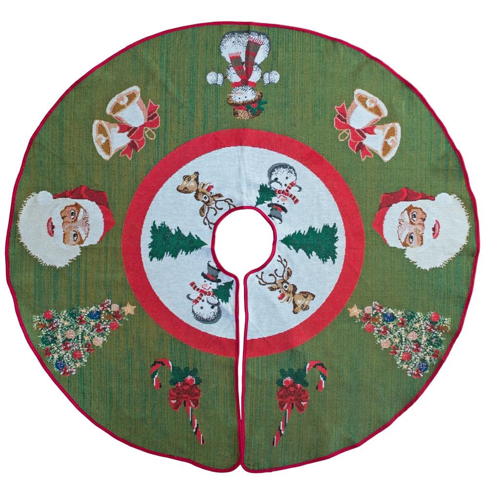 Santa, Bells, And Mistletoe Christmas Tree Skirt 50 Inches