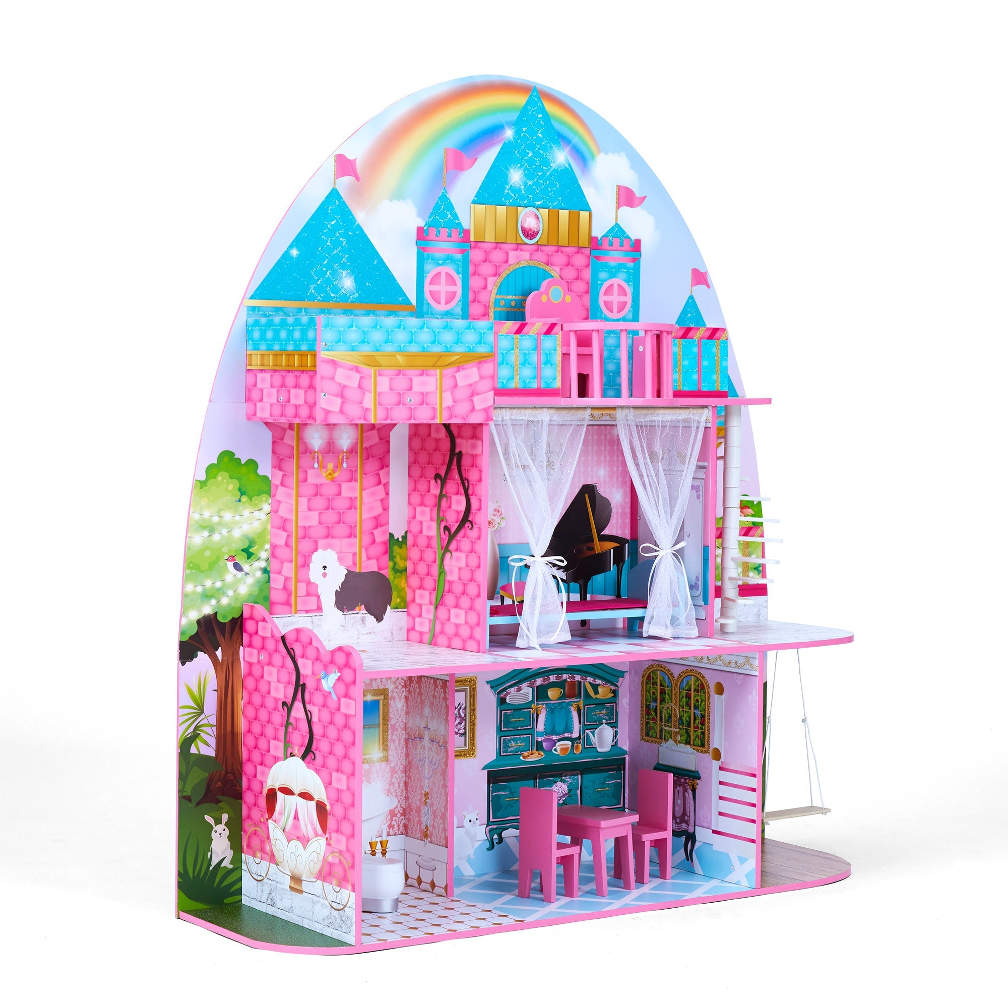 Olivia's Little World Furnished Castle Dollhouse For 12" Dolls, Multicolor