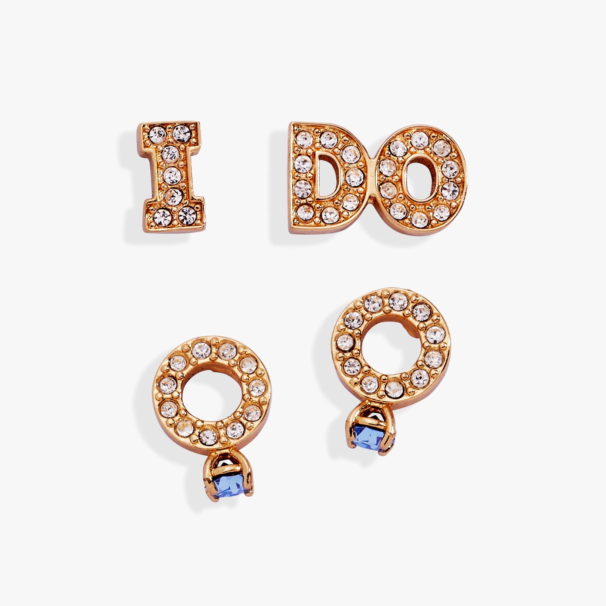 Bridal “i Do” Stud Earring Set Of 2