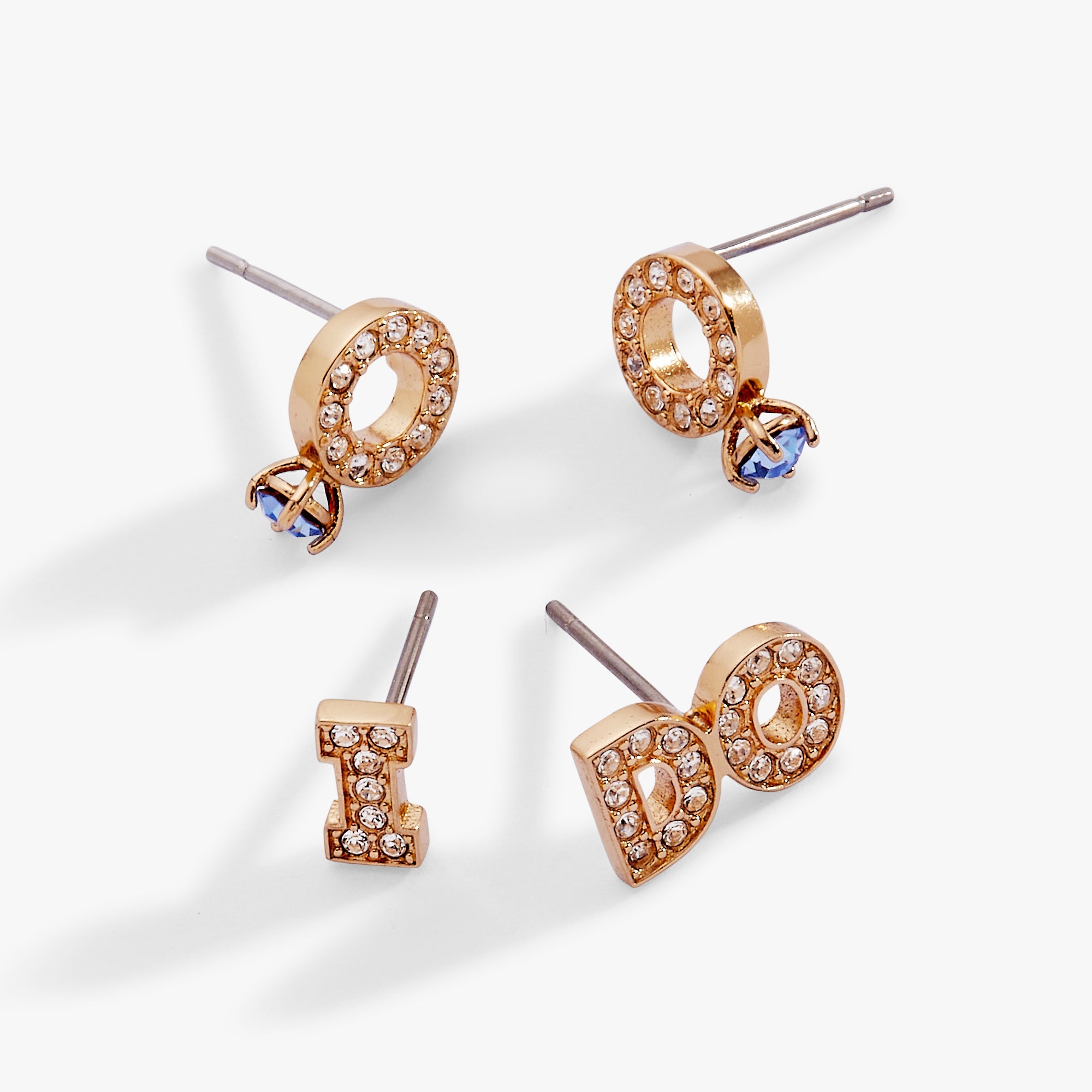 Bridal “i Do” Stud Earring Set Of 2