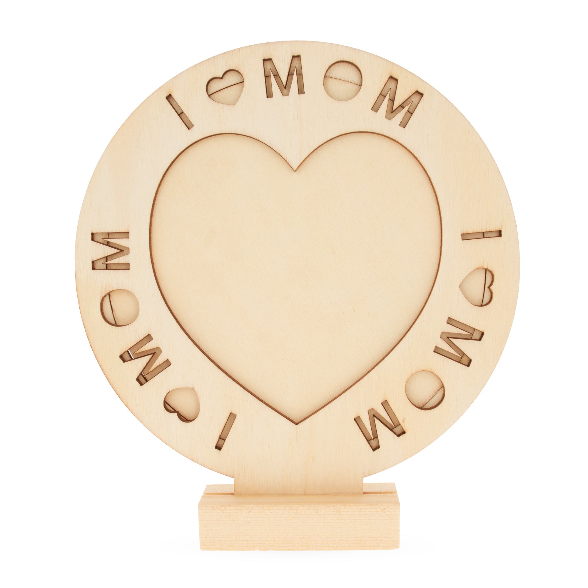 Unfinished Standing Wooden "i Love Mom" Picture Frame Diy Craft 6.7 Inches