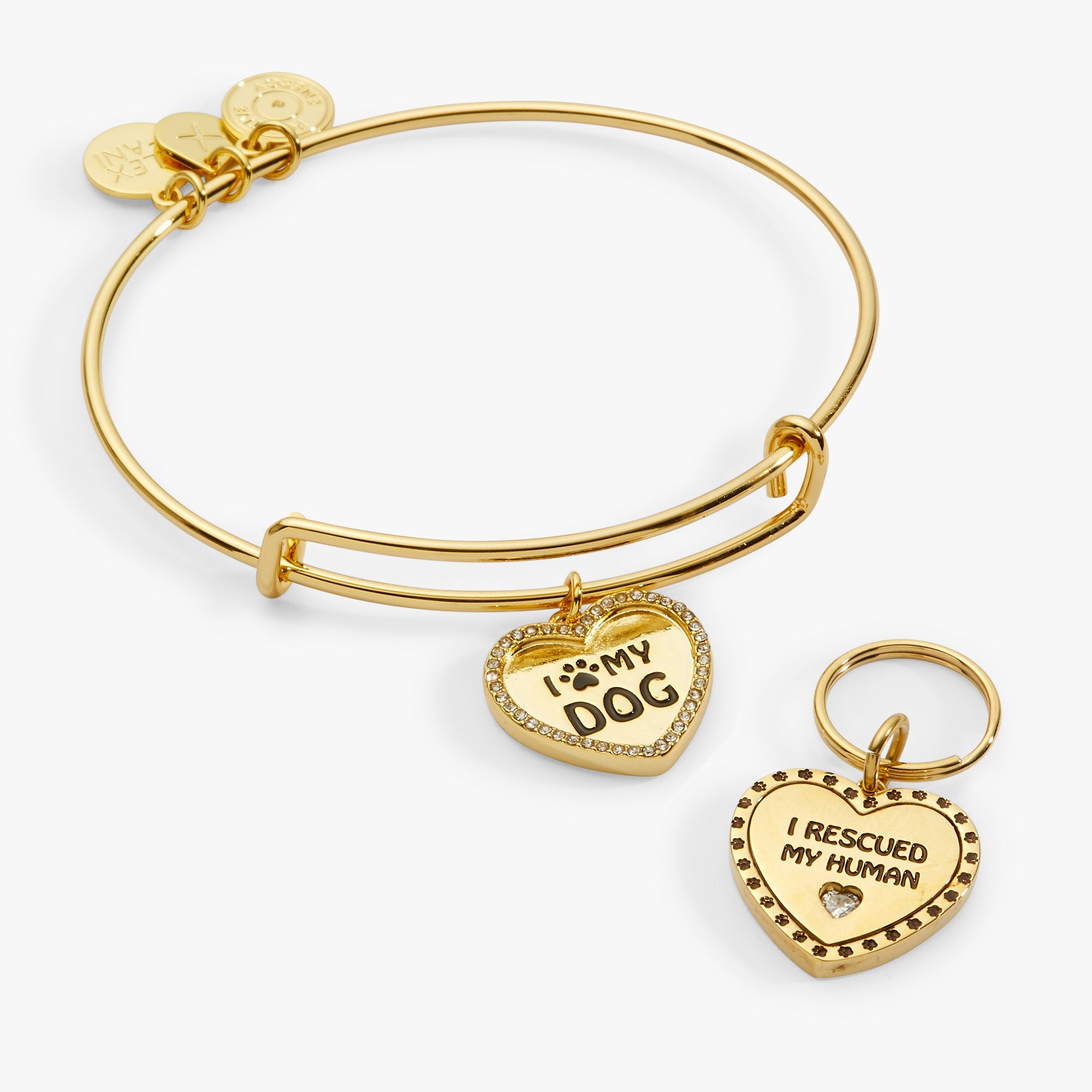 'i Love My Dog' Bangle & Pet Collar Charm Set Of 2