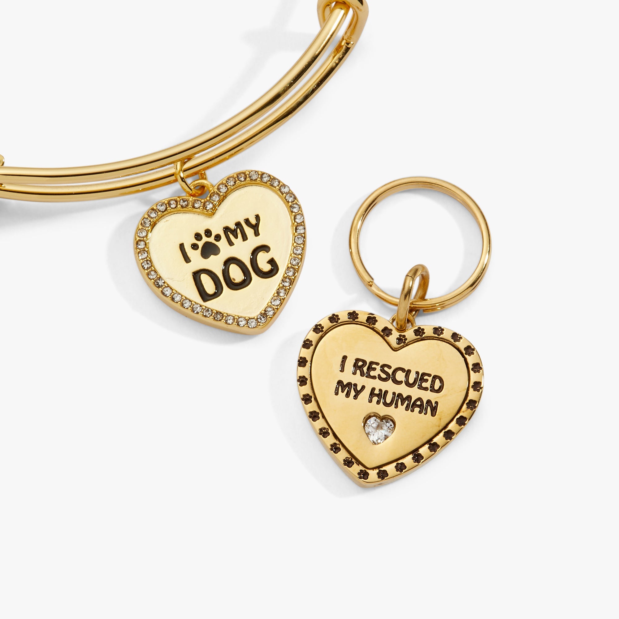 'i Love My Dog' Bangle & Pet Collar Charm Set Of 2