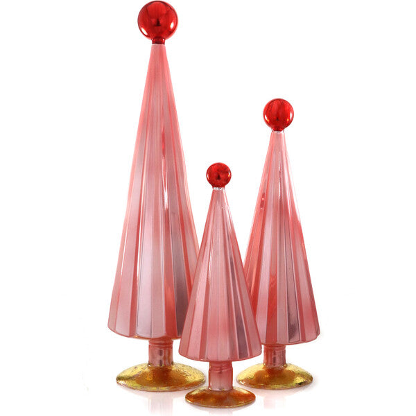 Pleated Tree, Pink Red Set Of 3