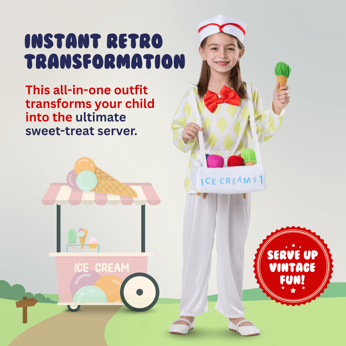 Ice Cream Vendor Costume - Kids