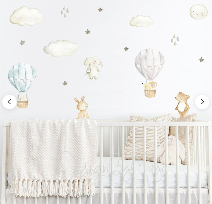 Hot Air Balloons And Planes Set - Fabric Nursery Wall Art Decals