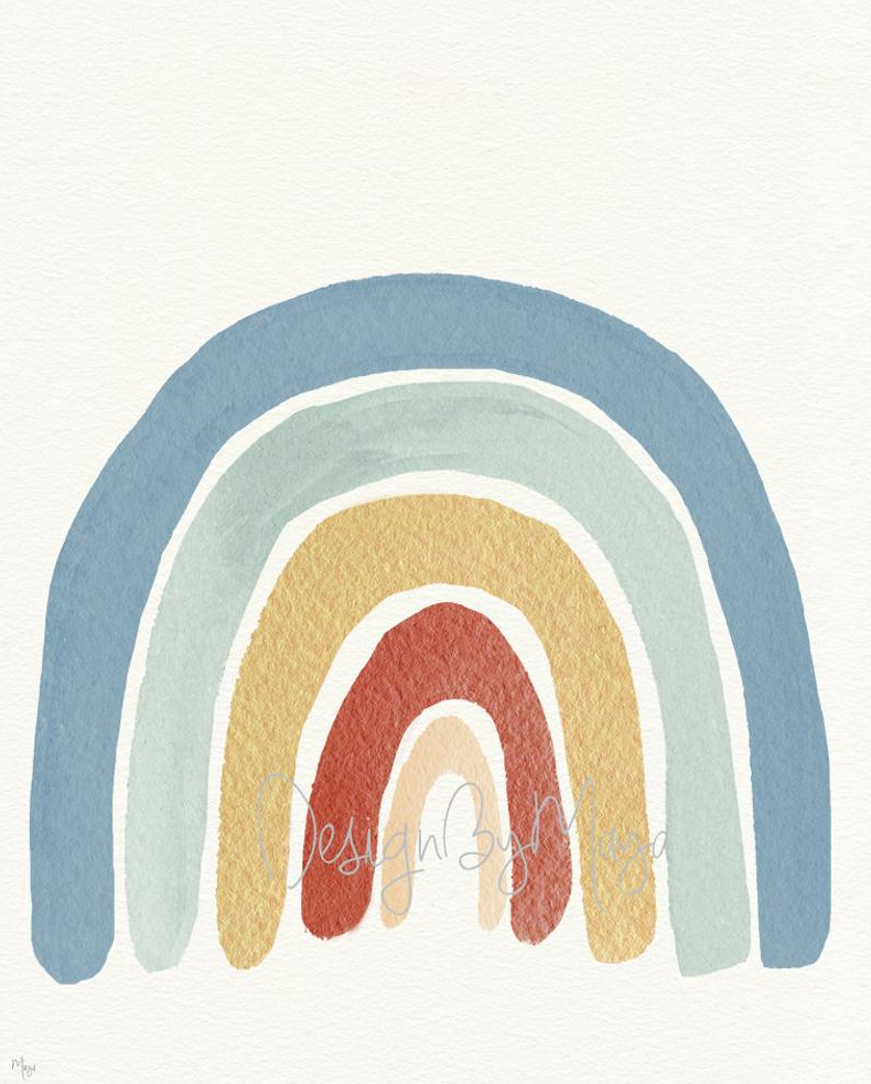 Boho Clouds, Sun, Moon, And Rainbow - Luster Paper Nursery Wall Art Prints