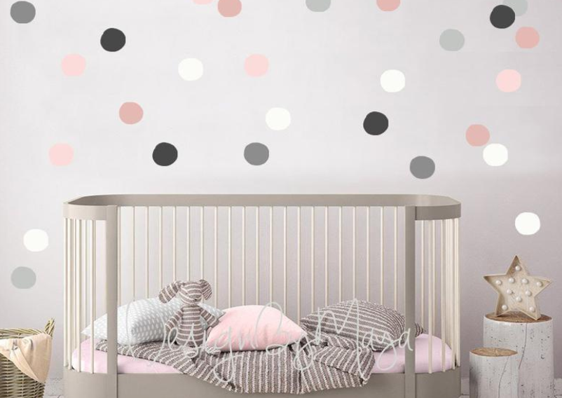 Earth Tones Polka Dots - Fabric Nursery Wall Art Decals