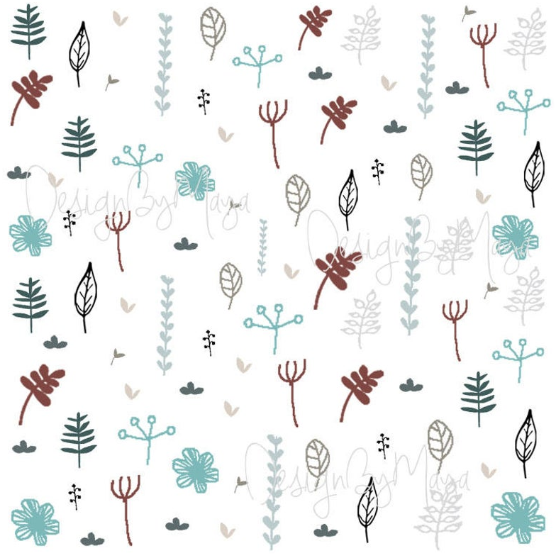 Scandinavian Botanical Plants - Fabric Nursery Wall Art Decals