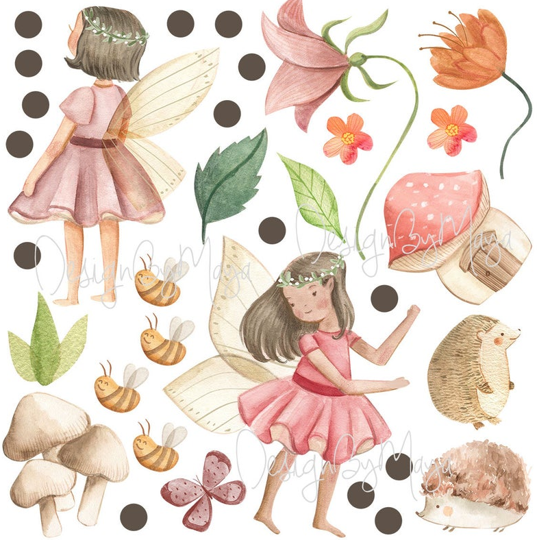 Magical Flower Fairies - Fabric Nursery Wall Art Decals