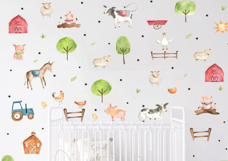 Farm Animals And Friends - Fabric Nursery Wall Art Decals