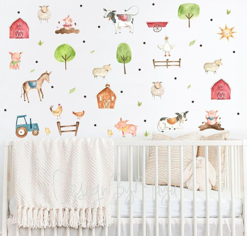 Farm Animals And Friends - Fabric Nursery Wall Art Decals