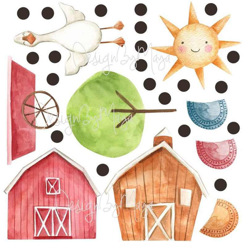 Farm Animals Faces - Fabric Nursery Wall Art Decals