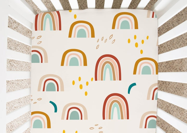 Boho Retro Rainbows - Minky / Jersey Crib Sheets