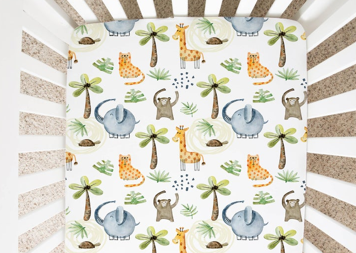 Tropical Jungle Friends - Minky / Jersey Crib Sheets