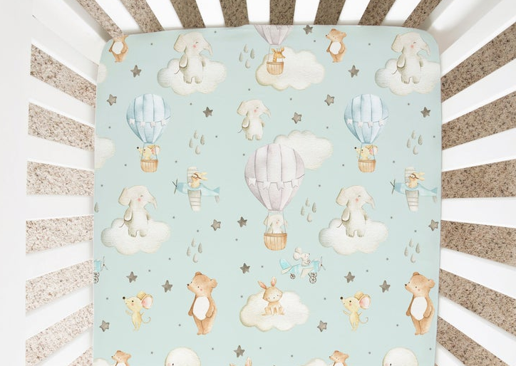 Hot Air Balloons And Planes - Minky / Jersey Crib Sheets
