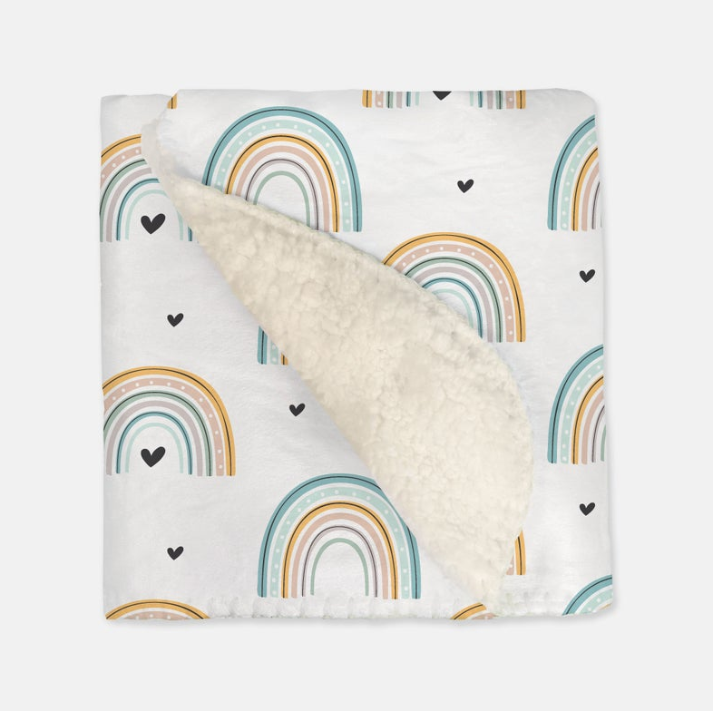 Southern-style Light Teal And Honey Boho Rainbows - Vintage Baby Blankets