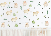 Little Baby Sheep And Polka Dots - Fabric Nursery Wall Art Decals