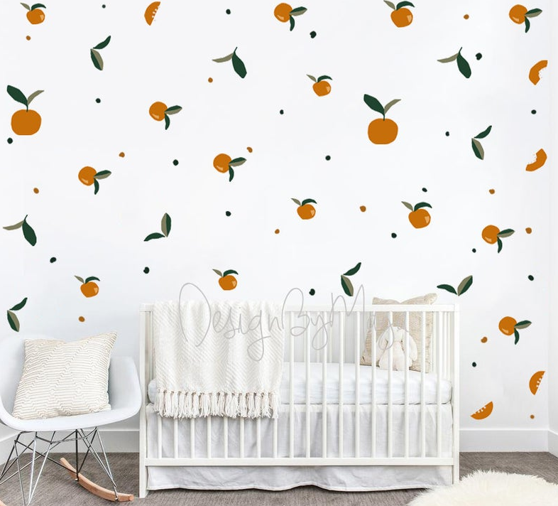 Citrus Clementines Decals - Fabric Nursery Wall Art Decals