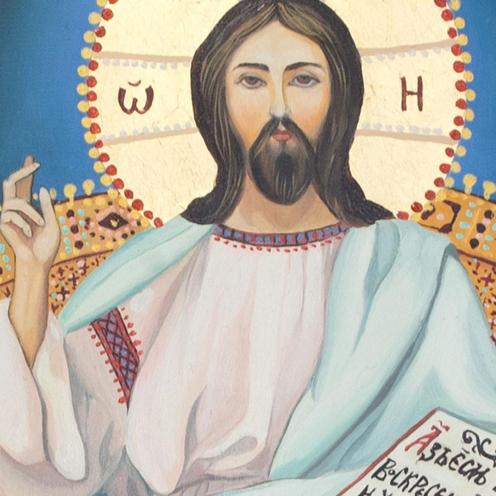 Hand Painted On Wooden Plaque Jesus Christ Orthodox Icon 12 Inches