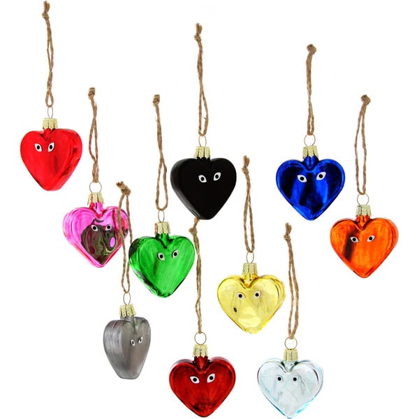 Heart With Eyes Ornaments, Set Of 10