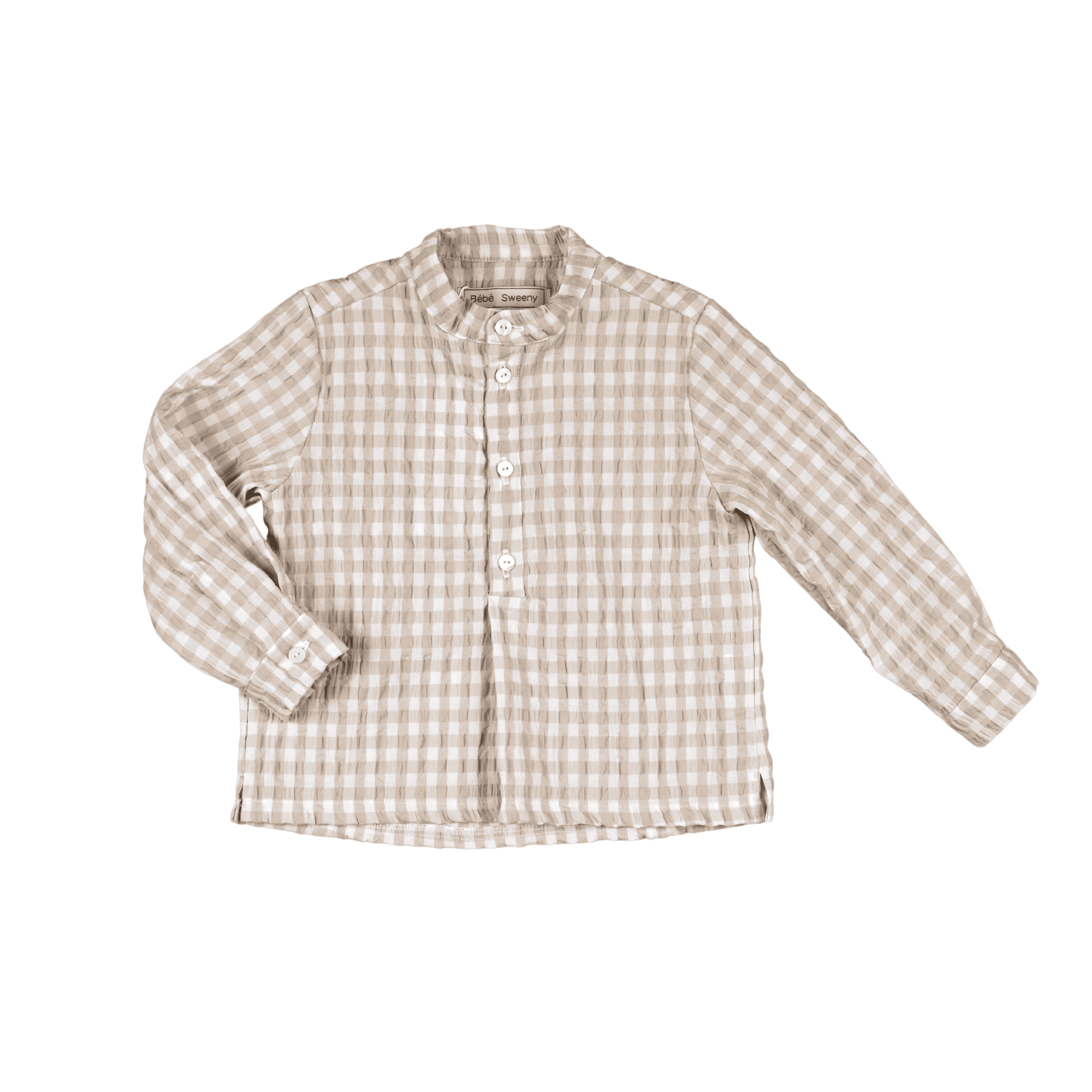 Igor | Boys Beige Gingham Seersucker Shirt