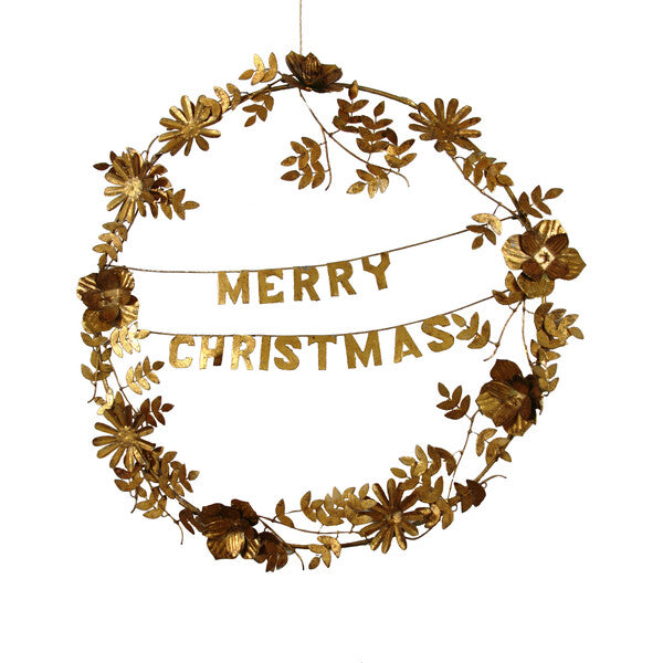 Merry Christmas Wreath, Gold