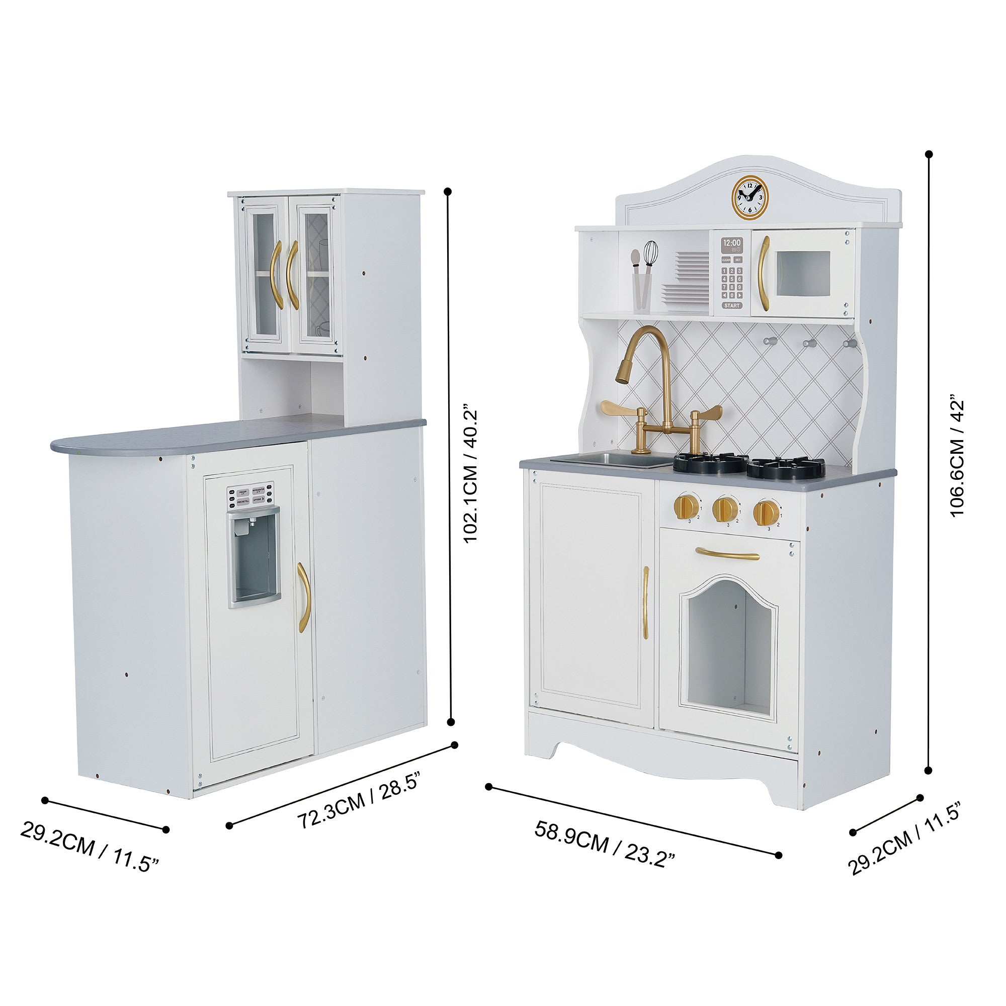 Little Chef Upper East Retro Play Kitchen With Effects, White