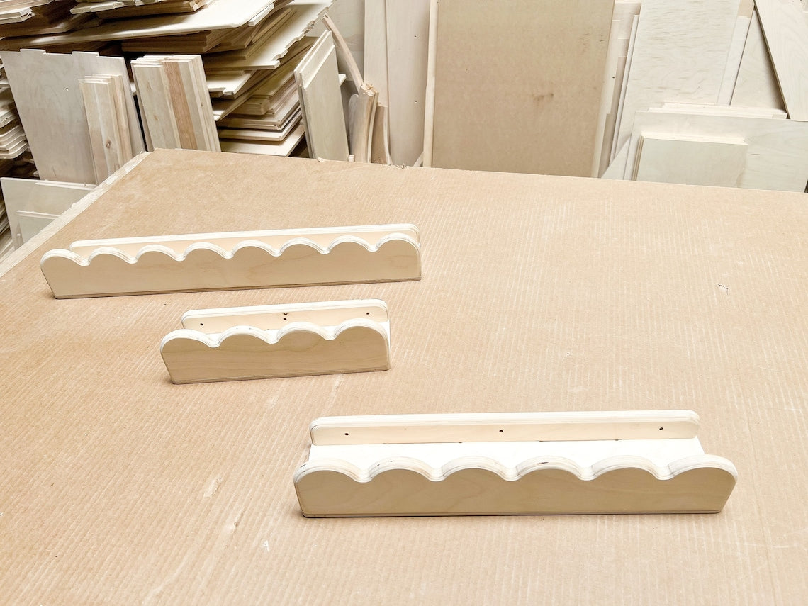 Pearl- Scalloped Wall Shelves- Set Of 3