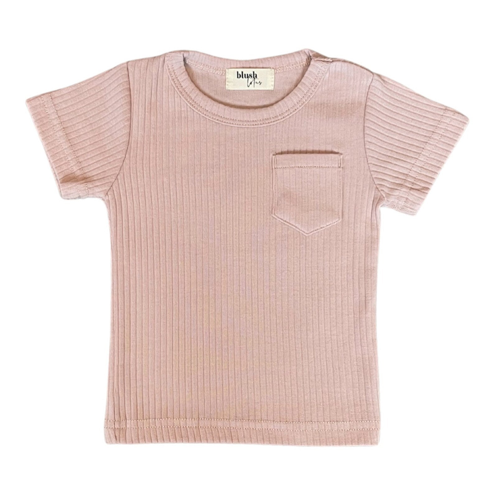 Ribbed Pocket Tee - Light Pink