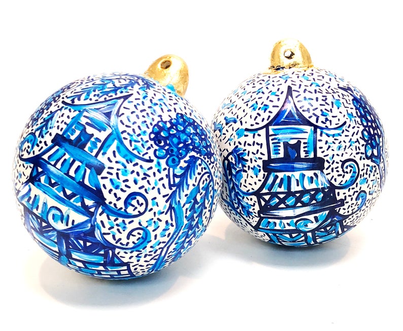 Hand-painted Chinoiserie Christmas Ornaments | Josil Paperie