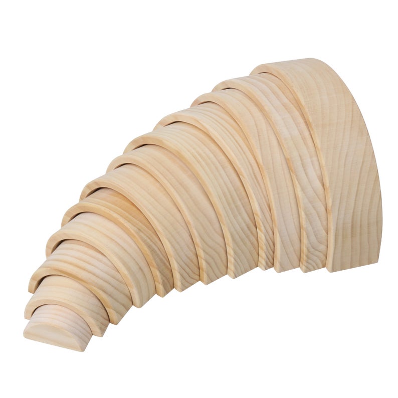12 Pcs Pine Wood Natural Wooden Large Rainbow Stacking Blocks