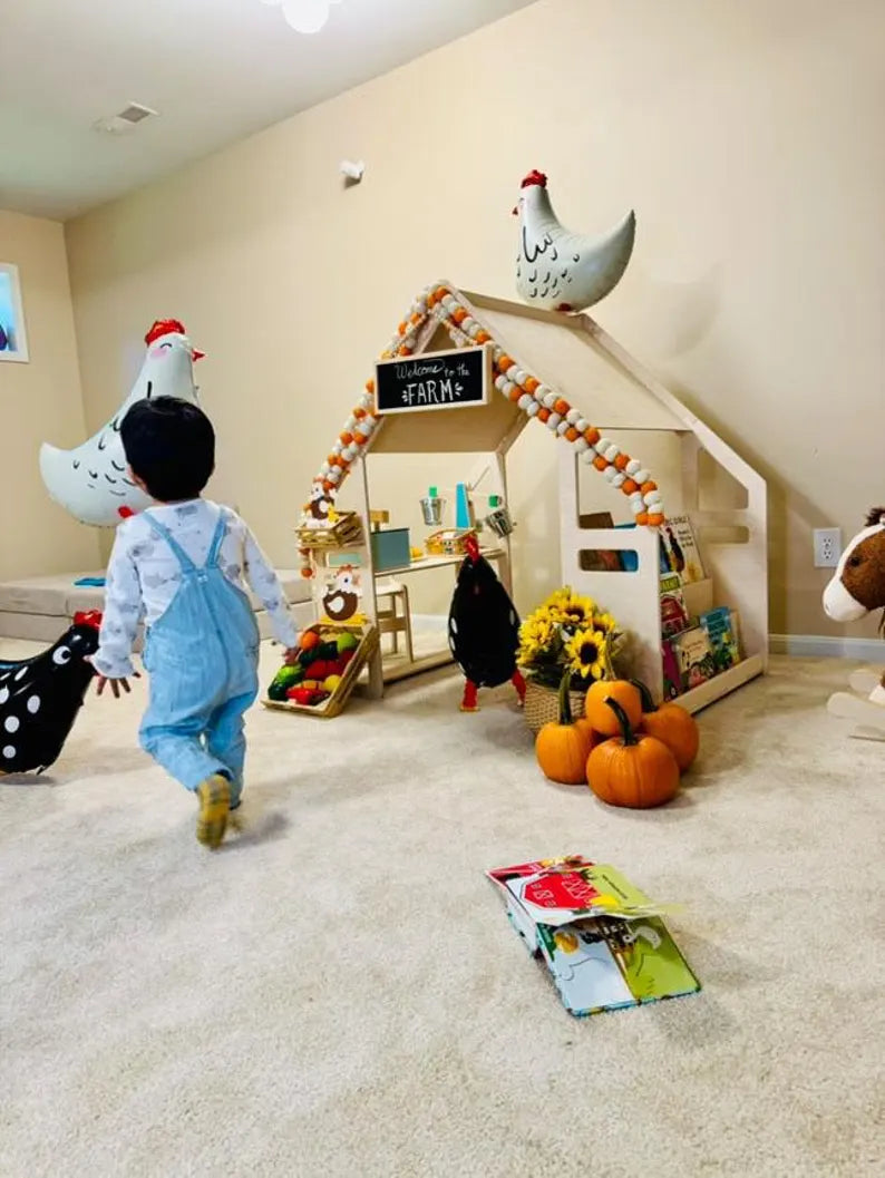 Wally- Playhouse Inspired Bookshelf + Toy Shelf