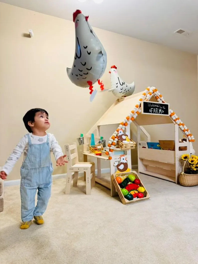 Wally- Playhouse Inspired Bookshelf + Toy Shelf
