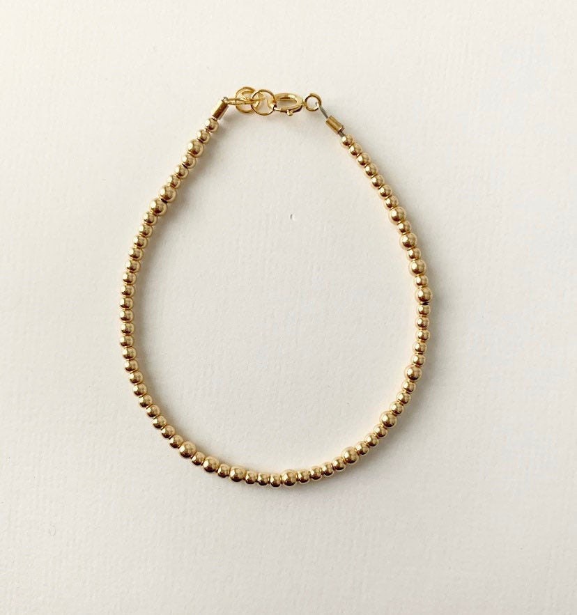 14k Gold-filled 2mm Bracelet | Minimalist Gold Bead Bracelet | Layering Jewelry For Women & Kids
