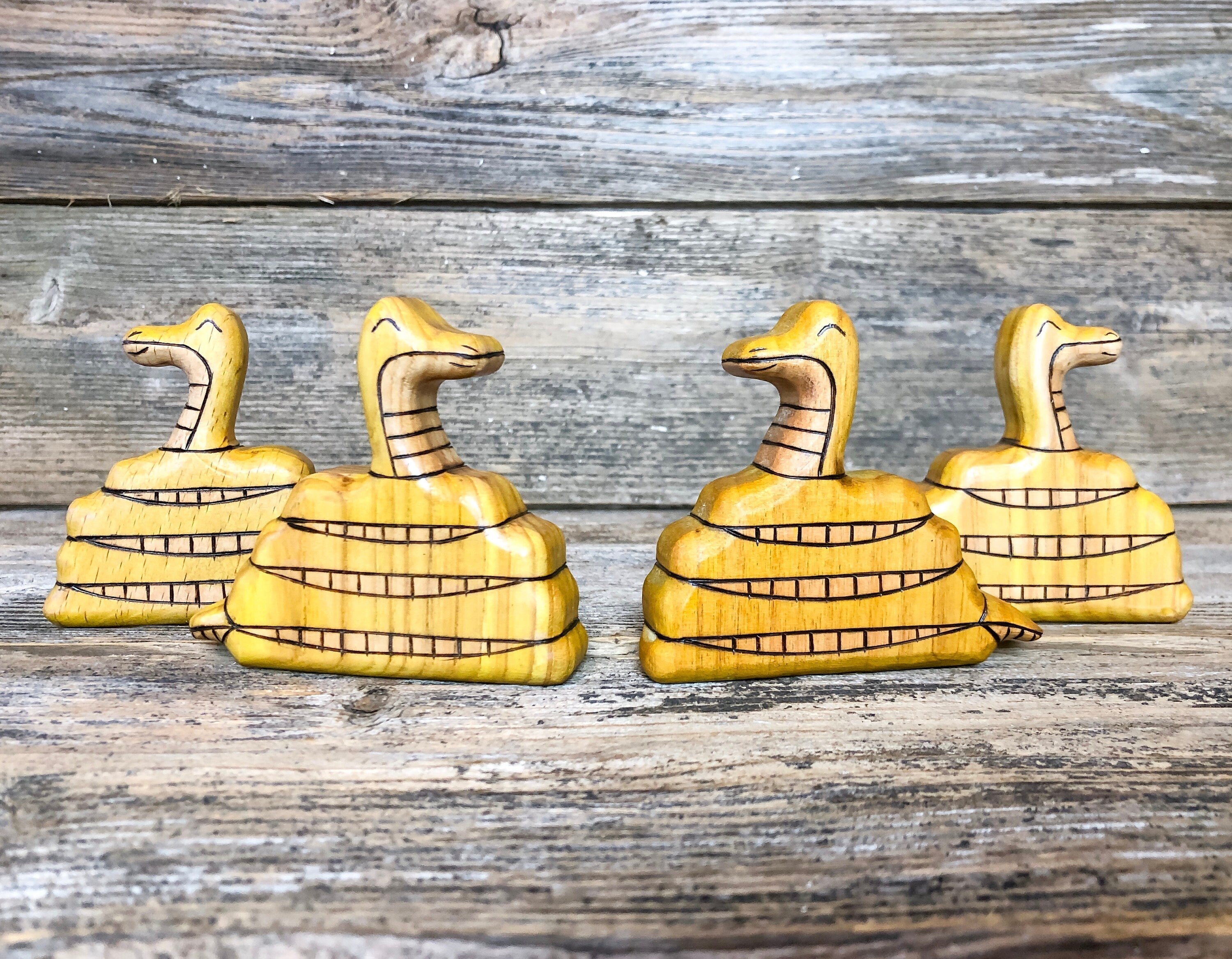 Wooden Yellow Python Snake Toy