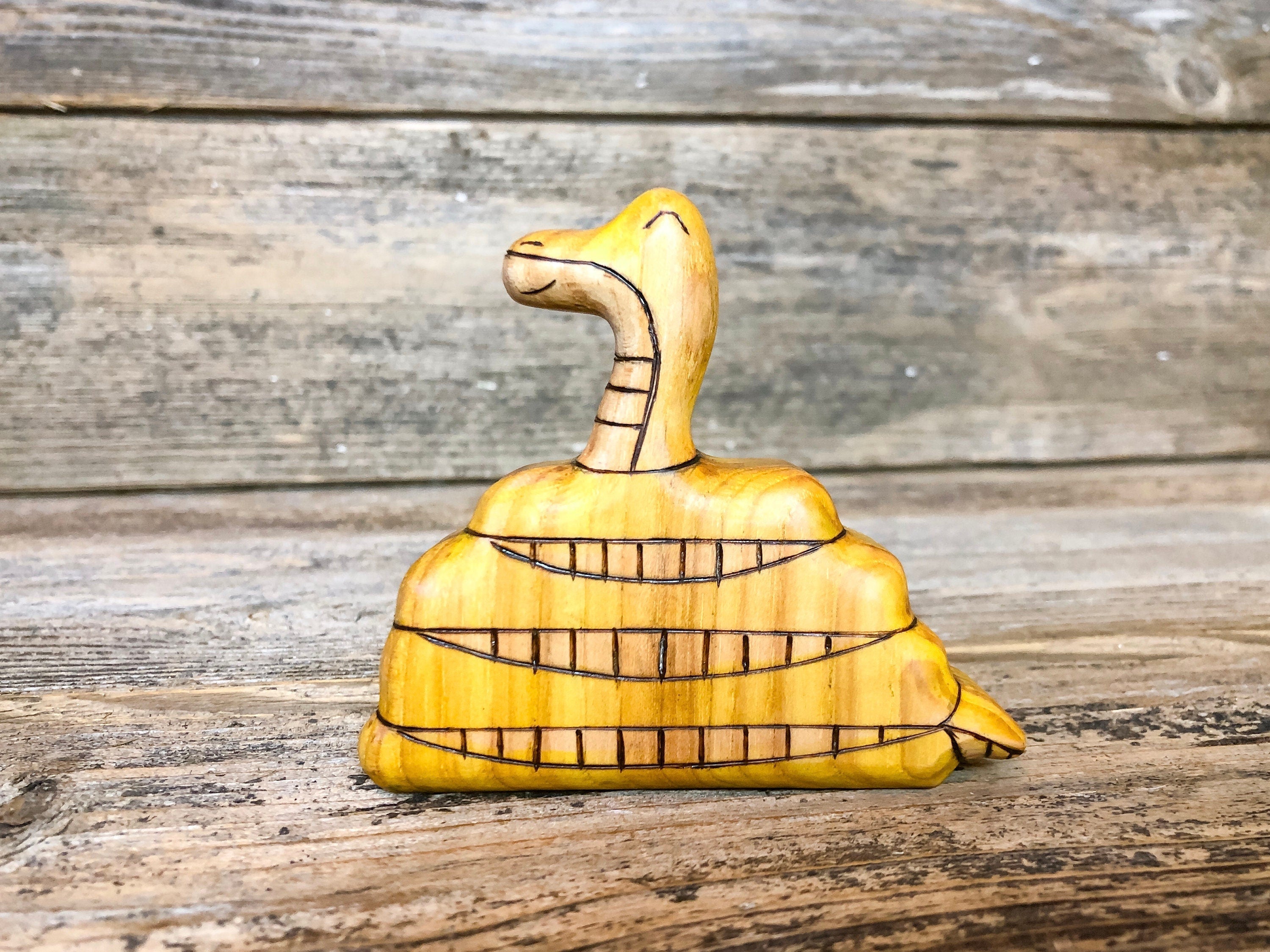 Wooden Yellow Python Snake Toy