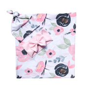 Pink Floral Baby Swaddle Set