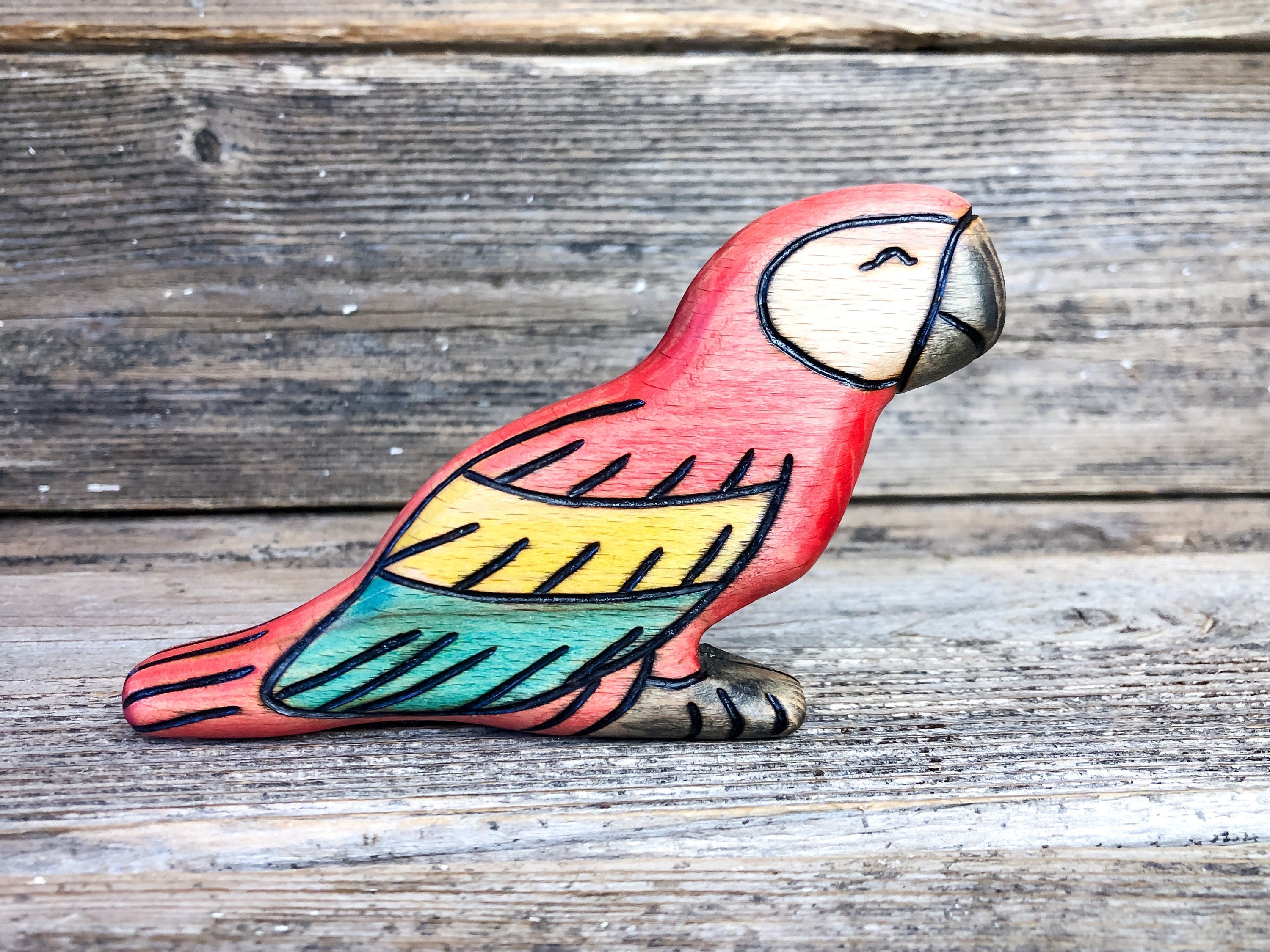 Wooden Scarlet Macaw Toy