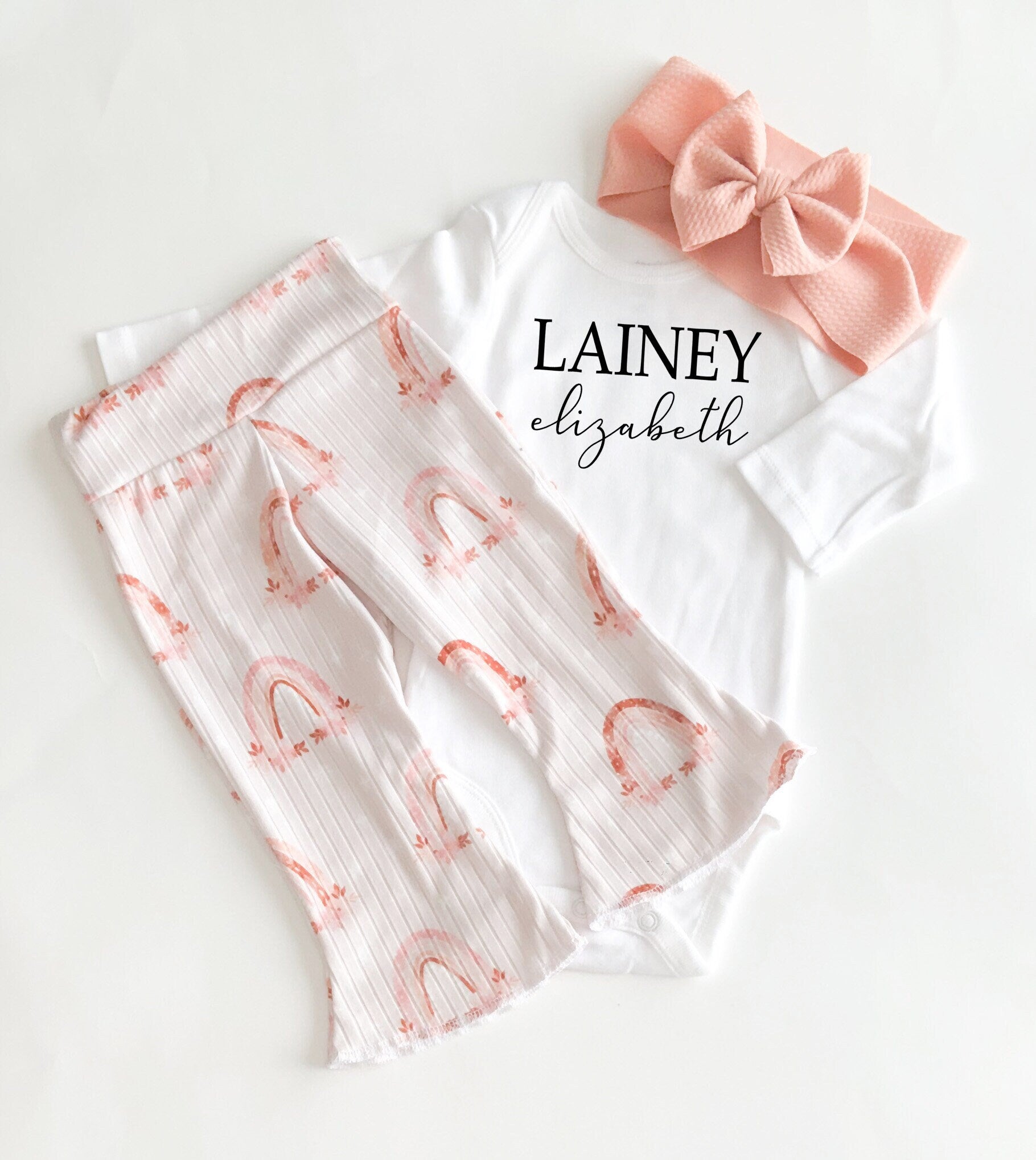 Peach Rainbow Bell Bottoms