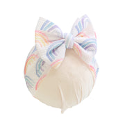 Pastel Rainbow Baby Headwrap Bow